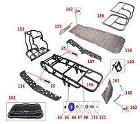 Кузовные элементы, пластик снегохода Irbis Dingo T150 (2017 г.) (часть 2)