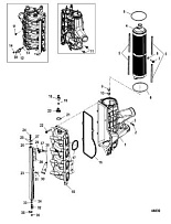Зарядный кулер / впускной коллектор 4-Х ТАКТНОГО ПЛМ MERCURY 135 Серийный номер от 0P464488 до 0P514868