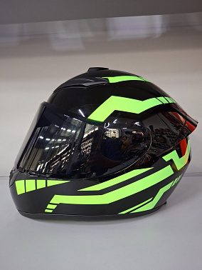 Шлем интеграл HETOSHI XD1-225 цв. Черно-зеленый  р. XXL