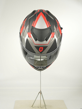 Шлем модуляр HETOSHI FF935 Shogun цв.Черно-серо-красный  Матовый  р.L