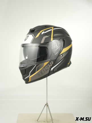 Шлем модуляр HETOSHI FF935 Shogun цв.Черно-бело-золотой  Матовый р.L