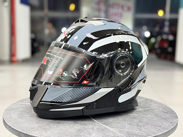 Шлем модуляр HETOSHI XD1-254 цв. Черный с белыми и серыми вставками р. L