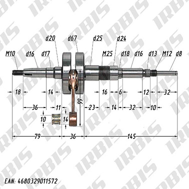 Вал коленчатый в сборе 2Т Derbi Vamos ATHENA 074414 "Racing"