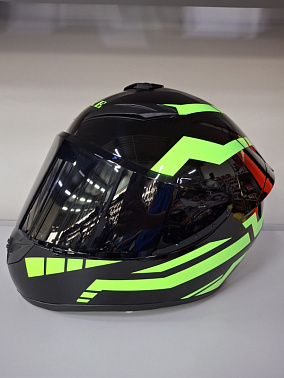 Шлем интеграл HETOSHI XD1-225 цв. Черно-зеленый  р. XXL