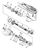 Корпус коробки передач (PROP SHAFT)(BIGFOOT)(SEAPRO/MARATHON/PONTOON) 2-Х ТАКТНОГО ПЛМ MERCURY 60 Серийный номер от 0D000750 до 0G290584
