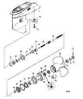 Корпус редуктора, карданный вал, серийный номер 0N116270 и ниже 2-х тактного ПЛМ MERCURY 40 M Серийный номер от 0N056165 и выше
