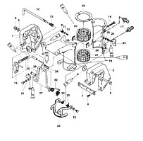 Зажим и поворотные кронштейны 2-х тактного ПЛМ MERCURY 5 M Серийный номер от 0P401000 и выше