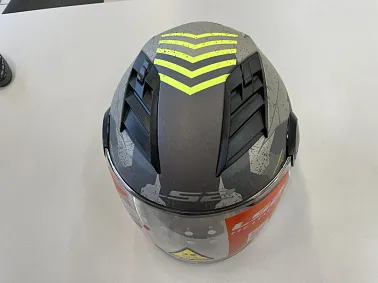 Шлем открытый с визором HETOSHI XD1-260 цв. Серый с черно-зелеными вставками р. XL